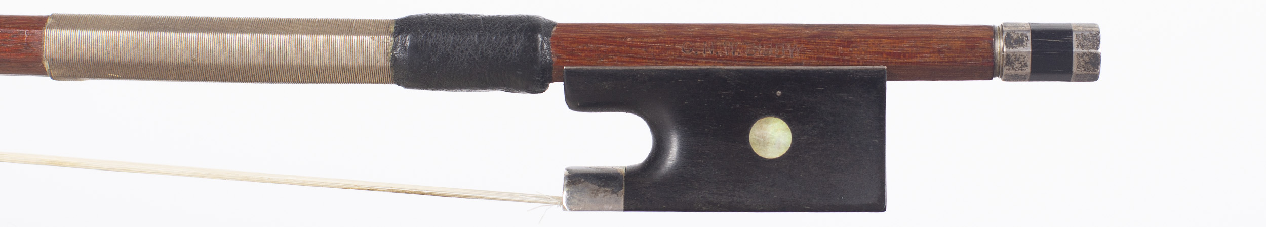 A silver-mounted violin bow by Clifford Bibby — frog