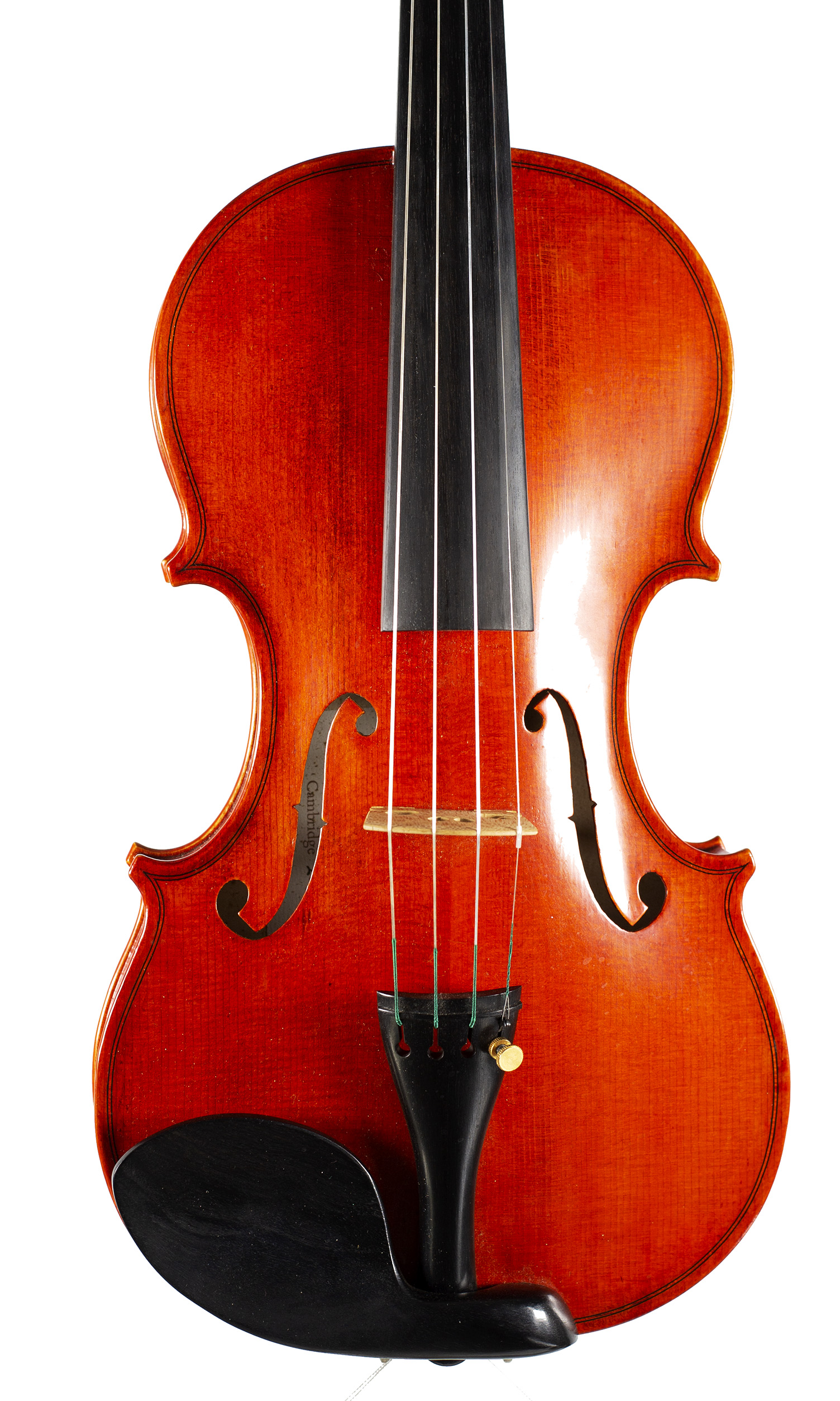 A violin by Clifford N. W. Bibby, Cambridge, 2008 — angled view, 10°
