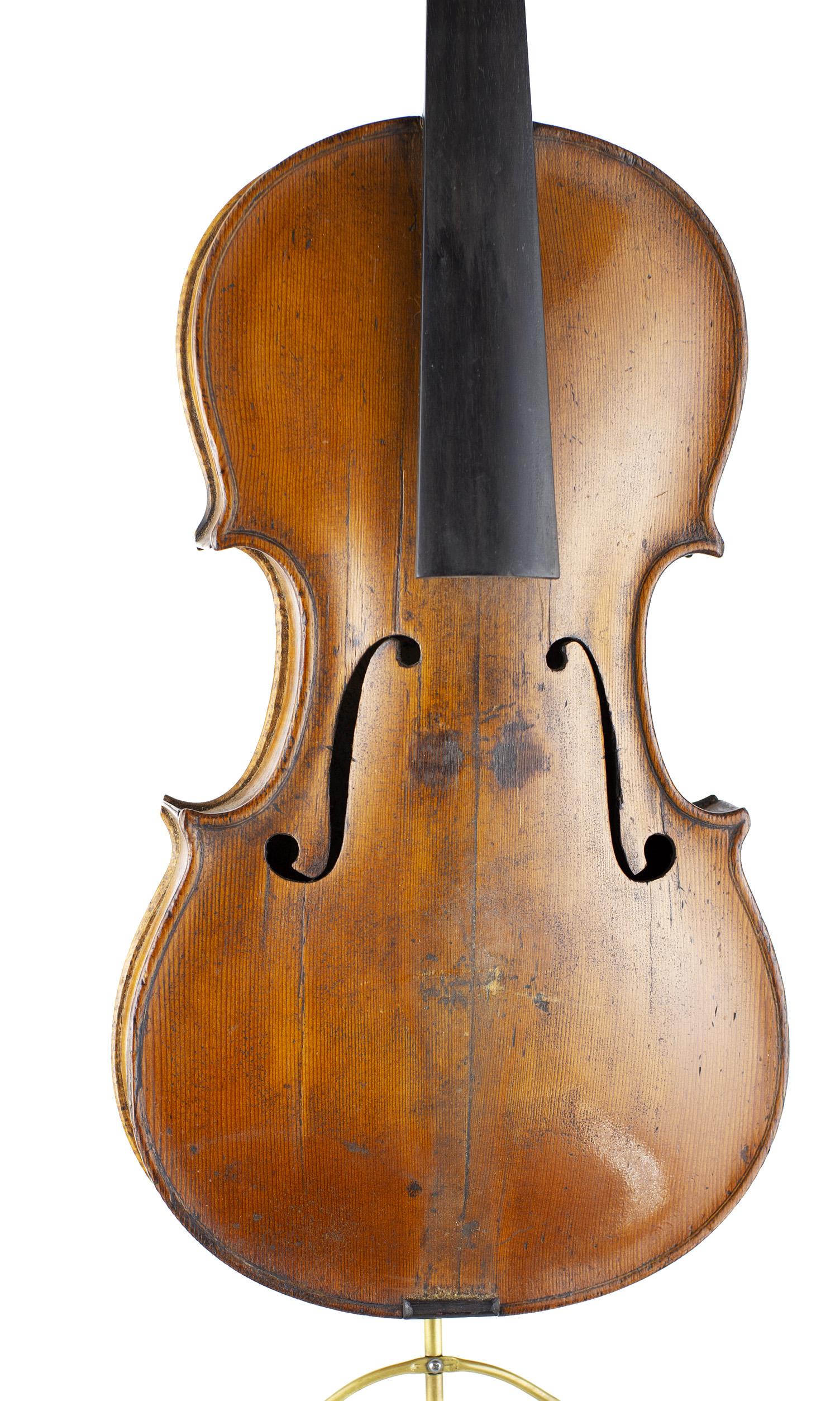 A violin by Robert Barry, England, 1857 — angled view, 10°
