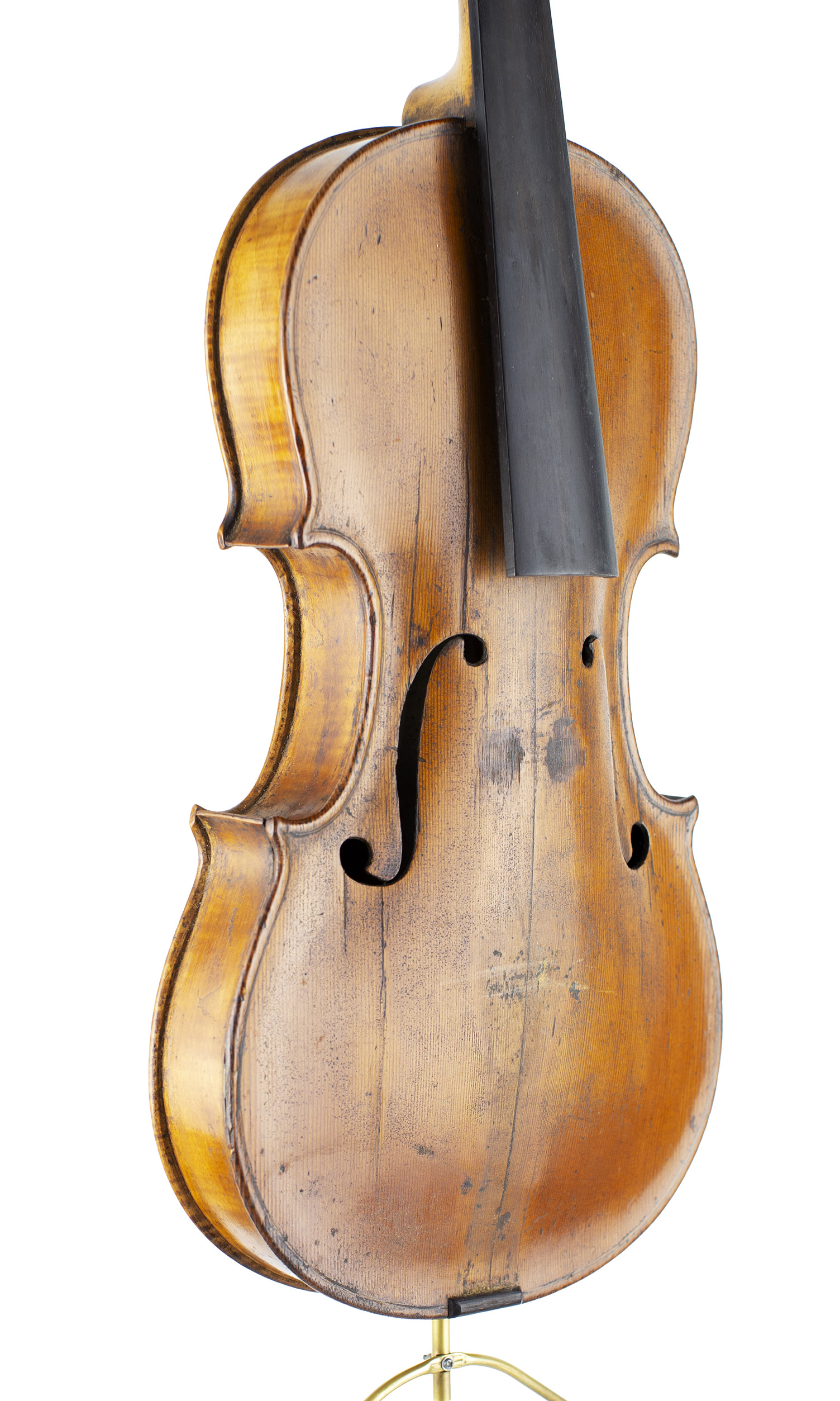 A violin by Robert Barry, England, 1857 — angled view, 40°