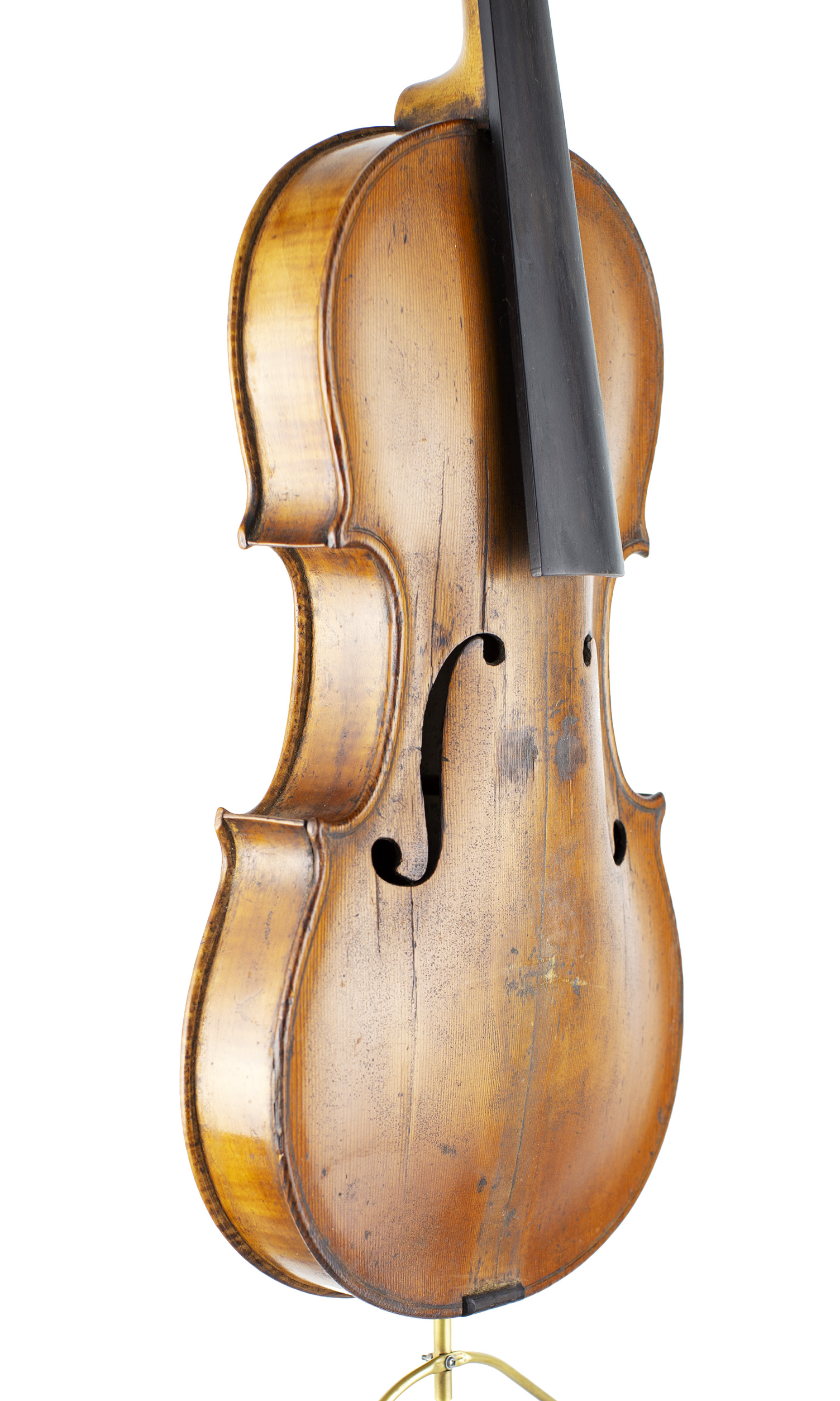 A violin by Robert Barry, England, 1857 — angled view, 50°