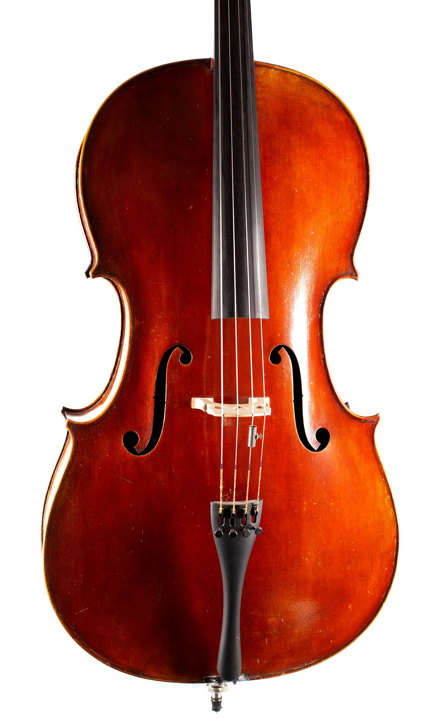 Cello, Workshop of Jay Haide, 2015, China — angled view, 10°
