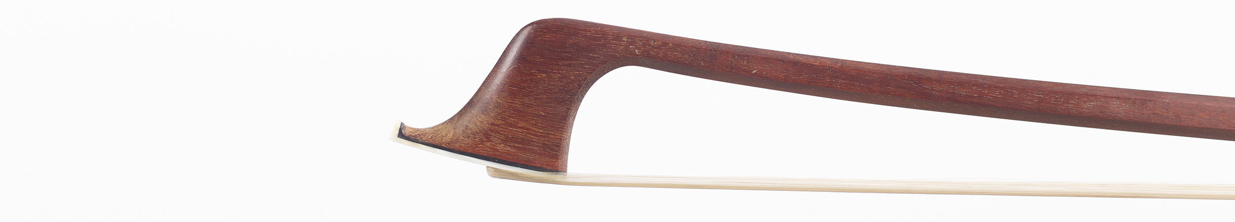 A nickel-mounted cello bow by Marco Raposo, Brazil — head