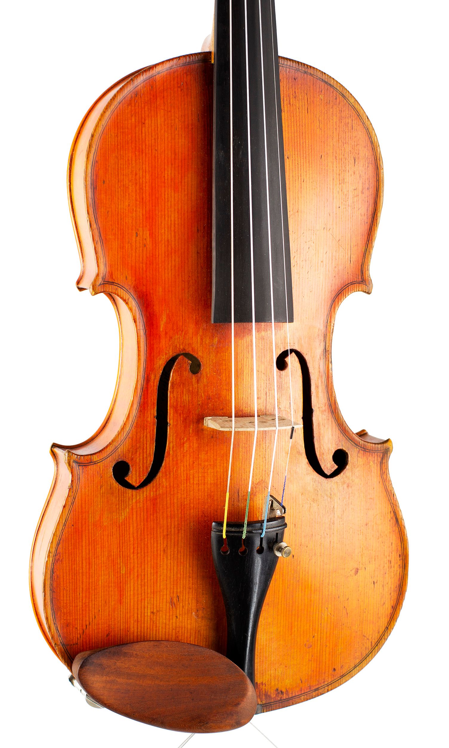 Violin by Alfredo G. Galea, Durban, 1958 — angled view, 20°