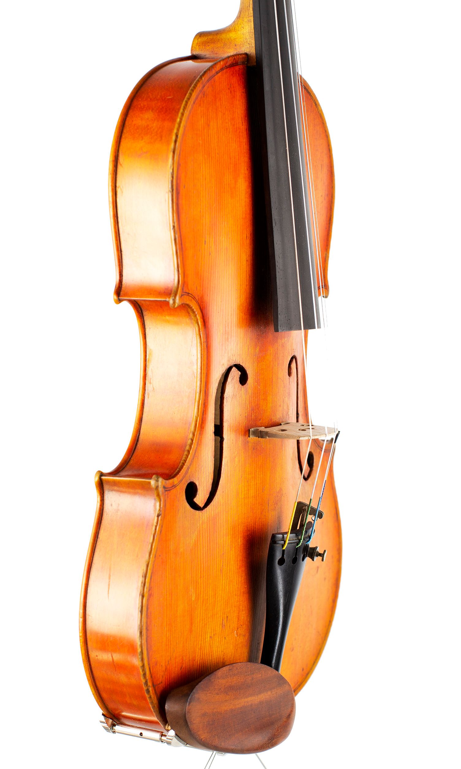 Violin by Alfredo G. Galea, Durban, 1958 — angled view, 60°