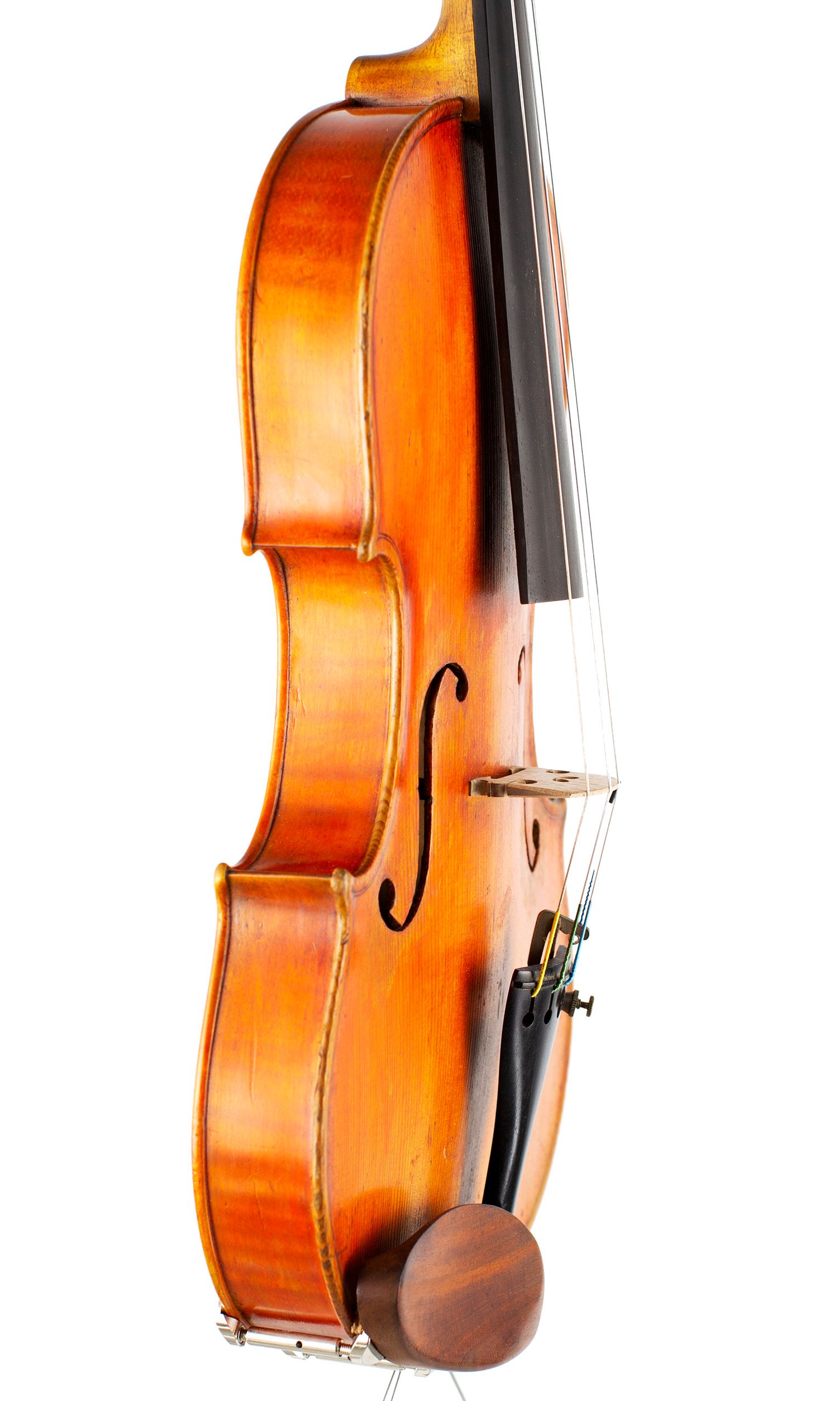 Violin by Alfredo G. Galea, Durban, 1958 — angled view, 70°