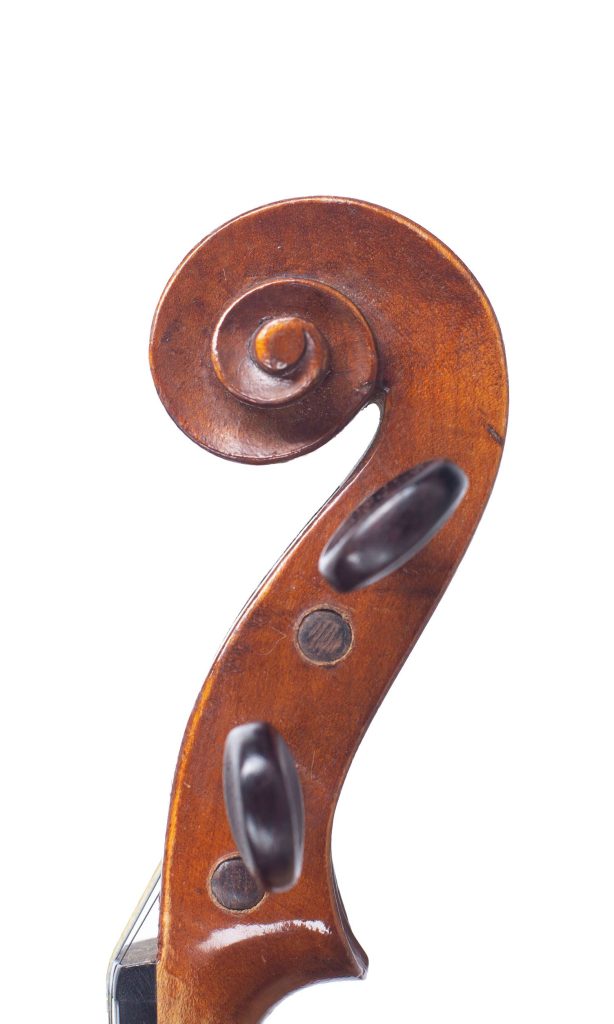 Violin, Workshop of Jerome Thibouville-Lamy, Mirecourt, circa 1910 — scroll