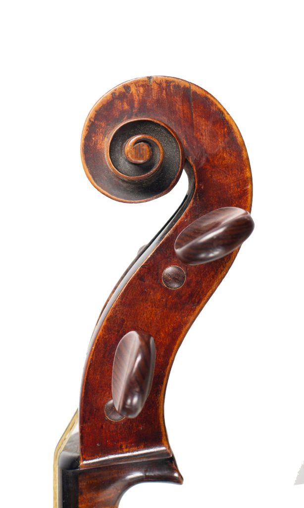 Cello by William Forster (Old Forster), London, circa 1790 — scroll