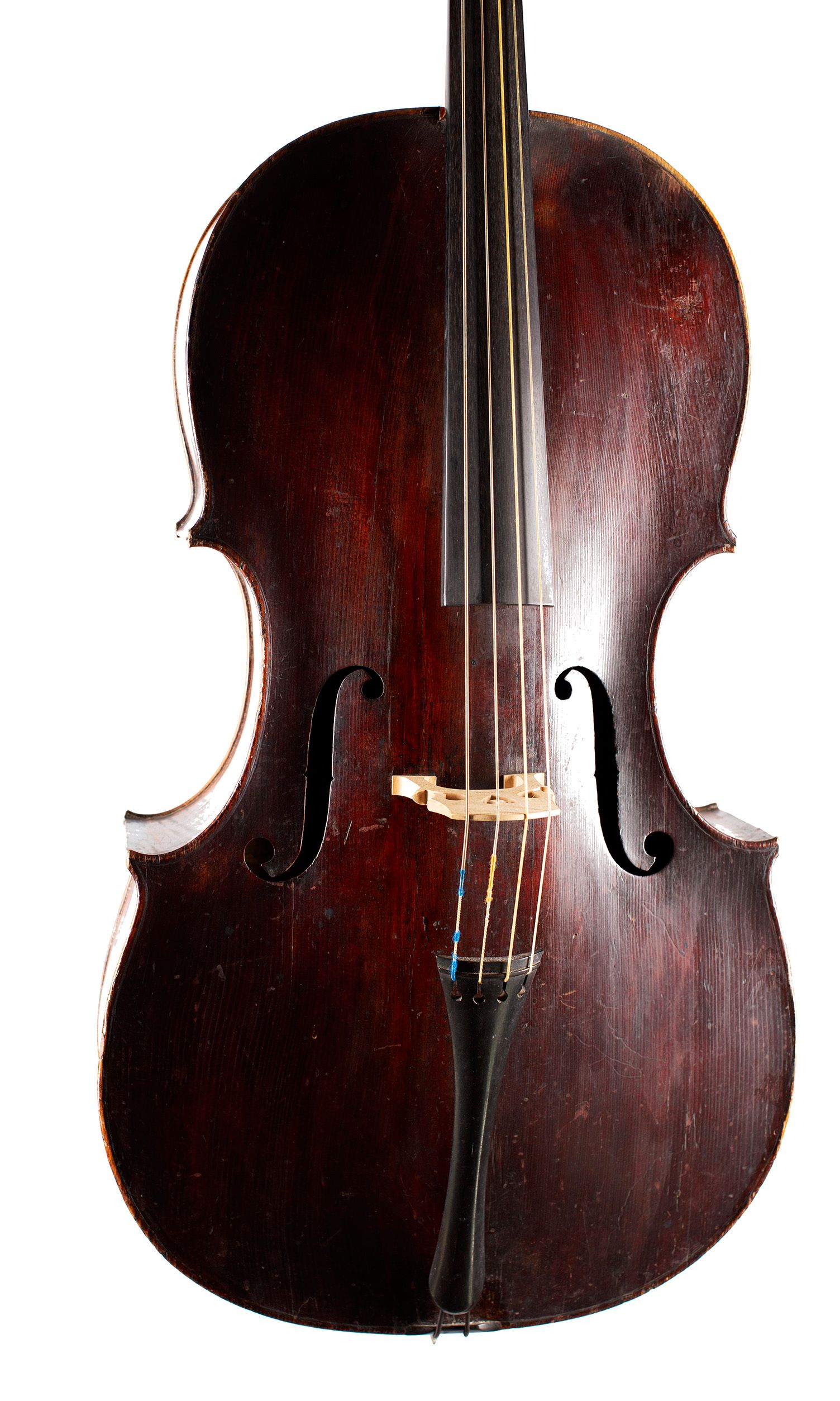 Cello by William Forster (Old Forster), London, circa 1790 — angled view, 10°