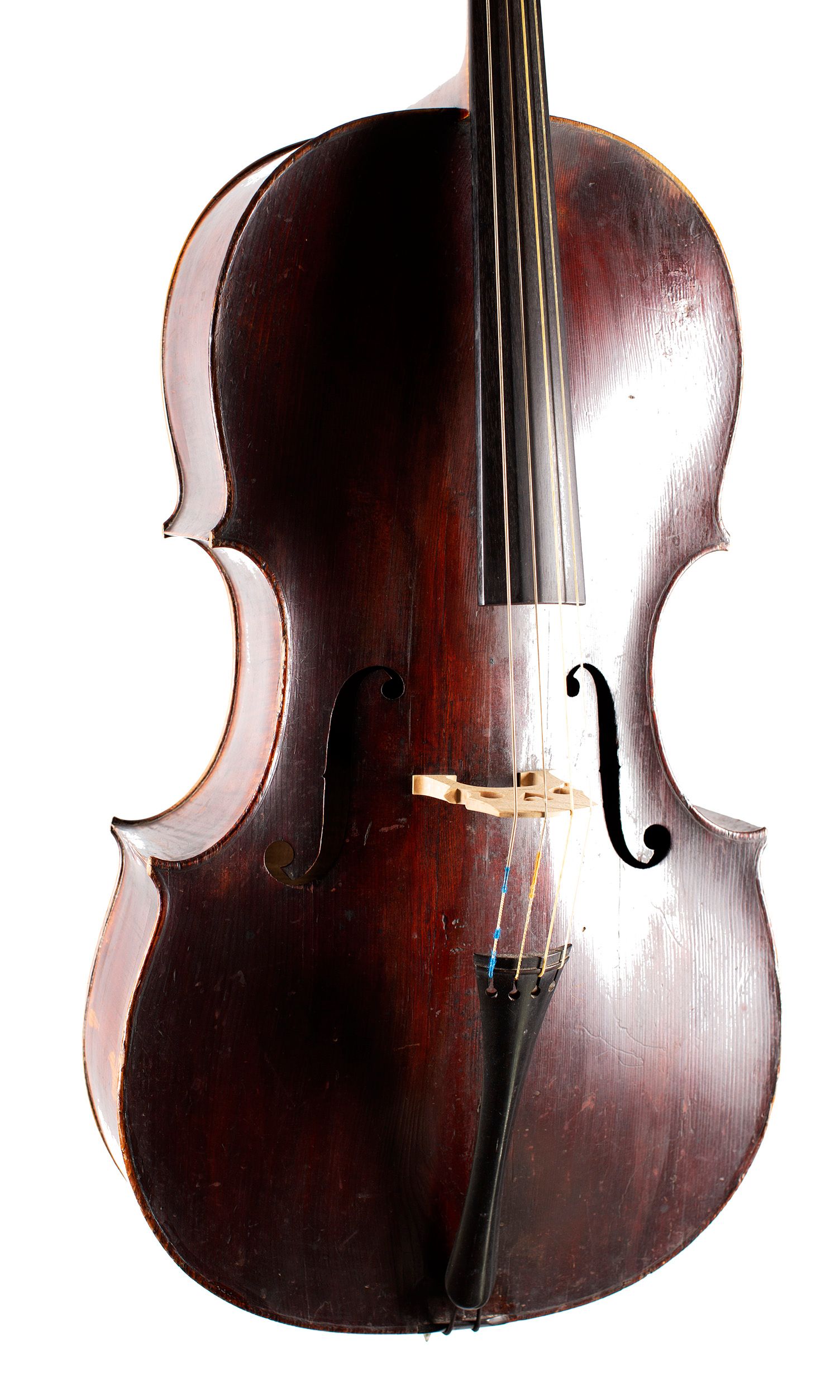Cello by William Forster (Old Forster), London, circa 1790 — angled view, 20°