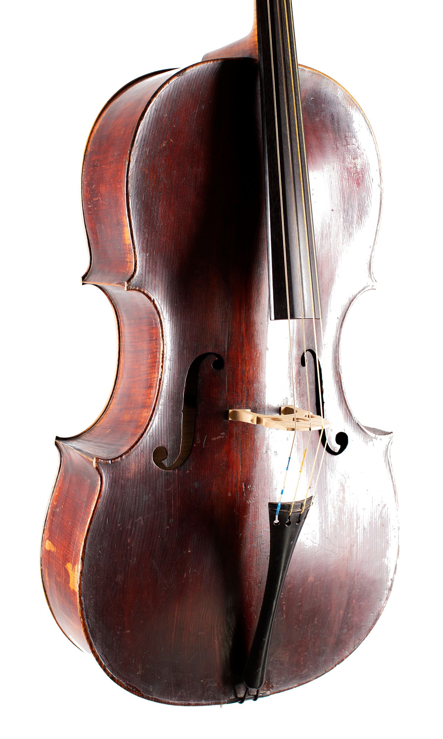 Cello by William Forster (Old Forster), London, circa 1790 — angled view, 30°