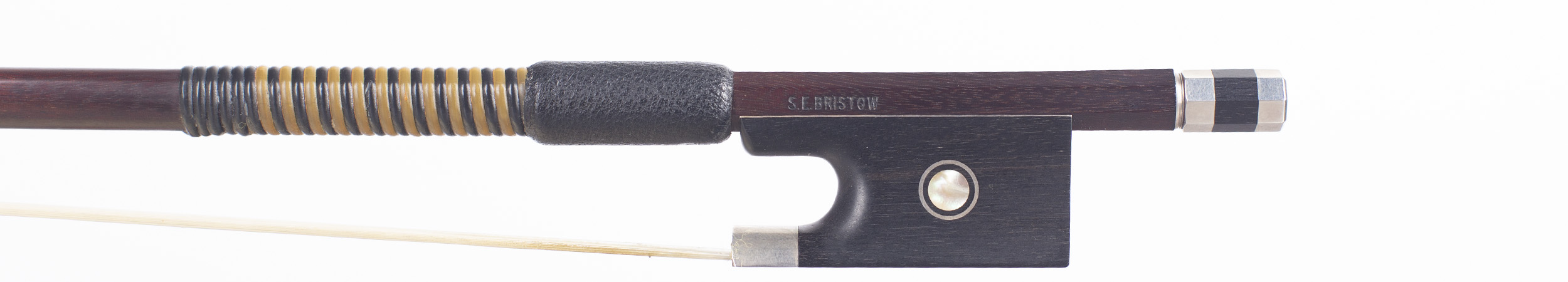A silver - mounted violin bow by Stephen Bristow, Bristol — frog