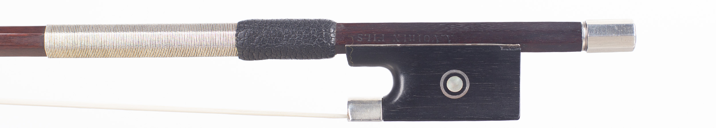 A silver-mounted violin bow by Louis Henri Gillet, Mirecourt Antique, over 100 years old — frog