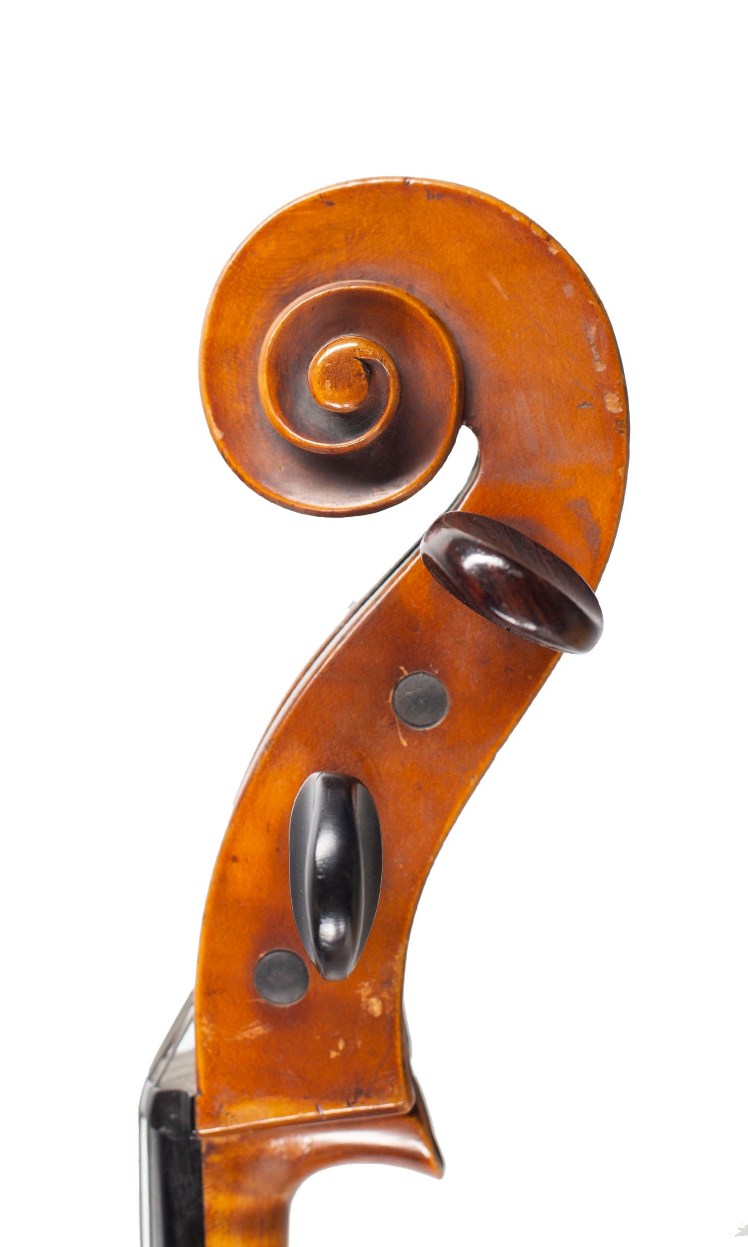 Cello, Workshop of Louis Lowendall, Berlin, 1895 — scroll