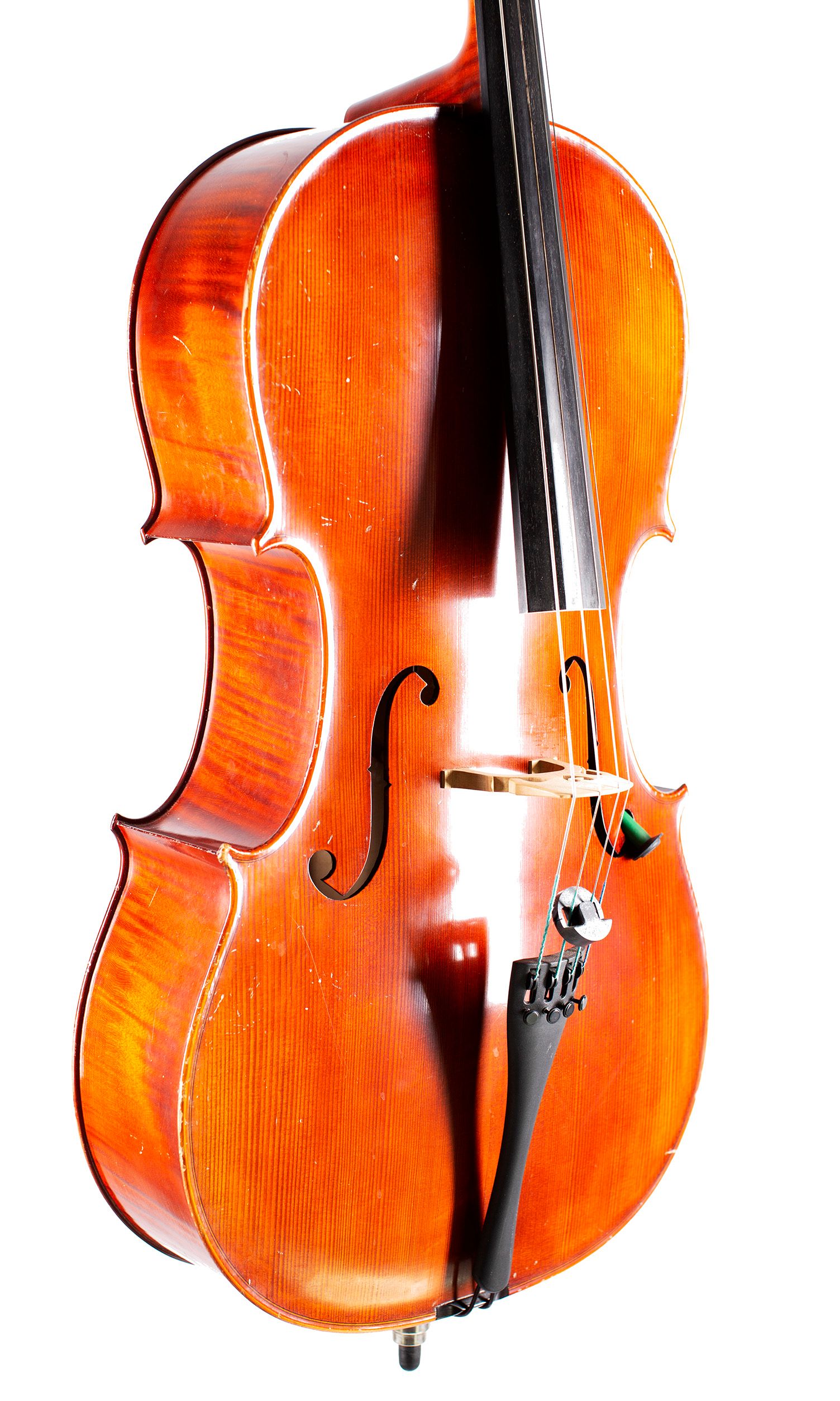 Cello, Workshop of Lothar Semmlinger, Mittelfranken, 2001 — angled view, 40°