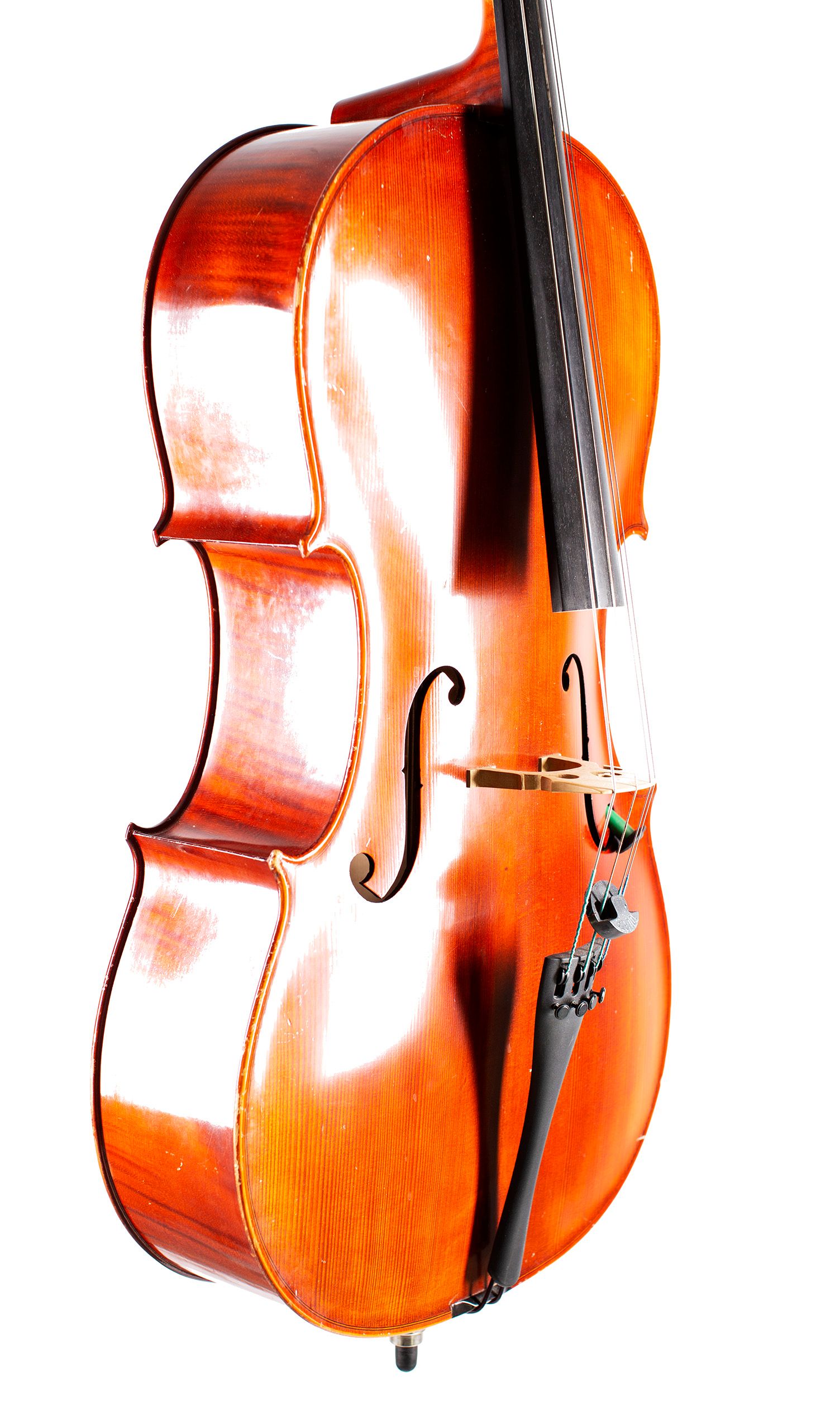 Cello, Workshop of Lothar Semmlinger, Mittelfranken, 2001 — angled view, 50°