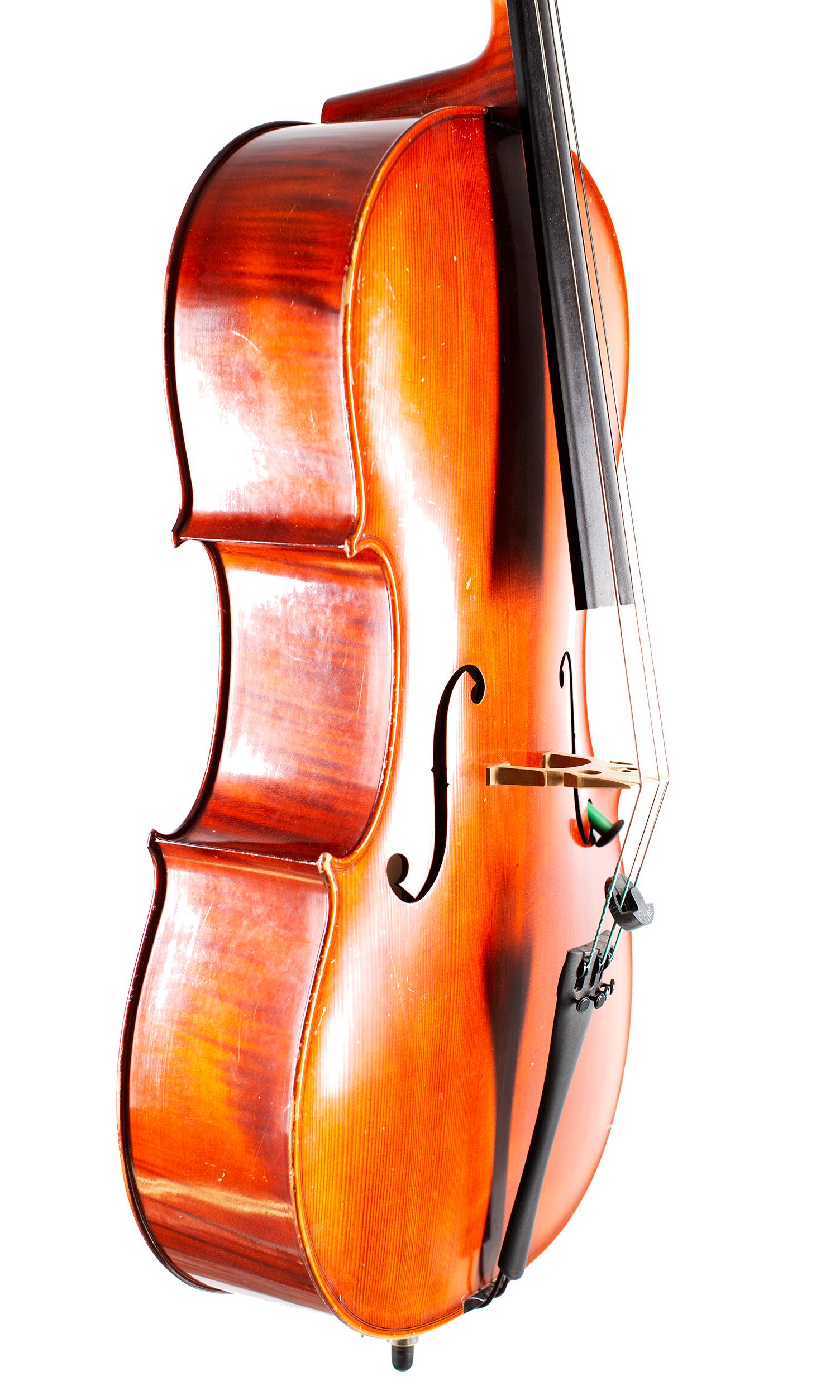 Cello, Workshop of Lothar Semmlinger, Mittelfranken, 2001 — angled view, 60°