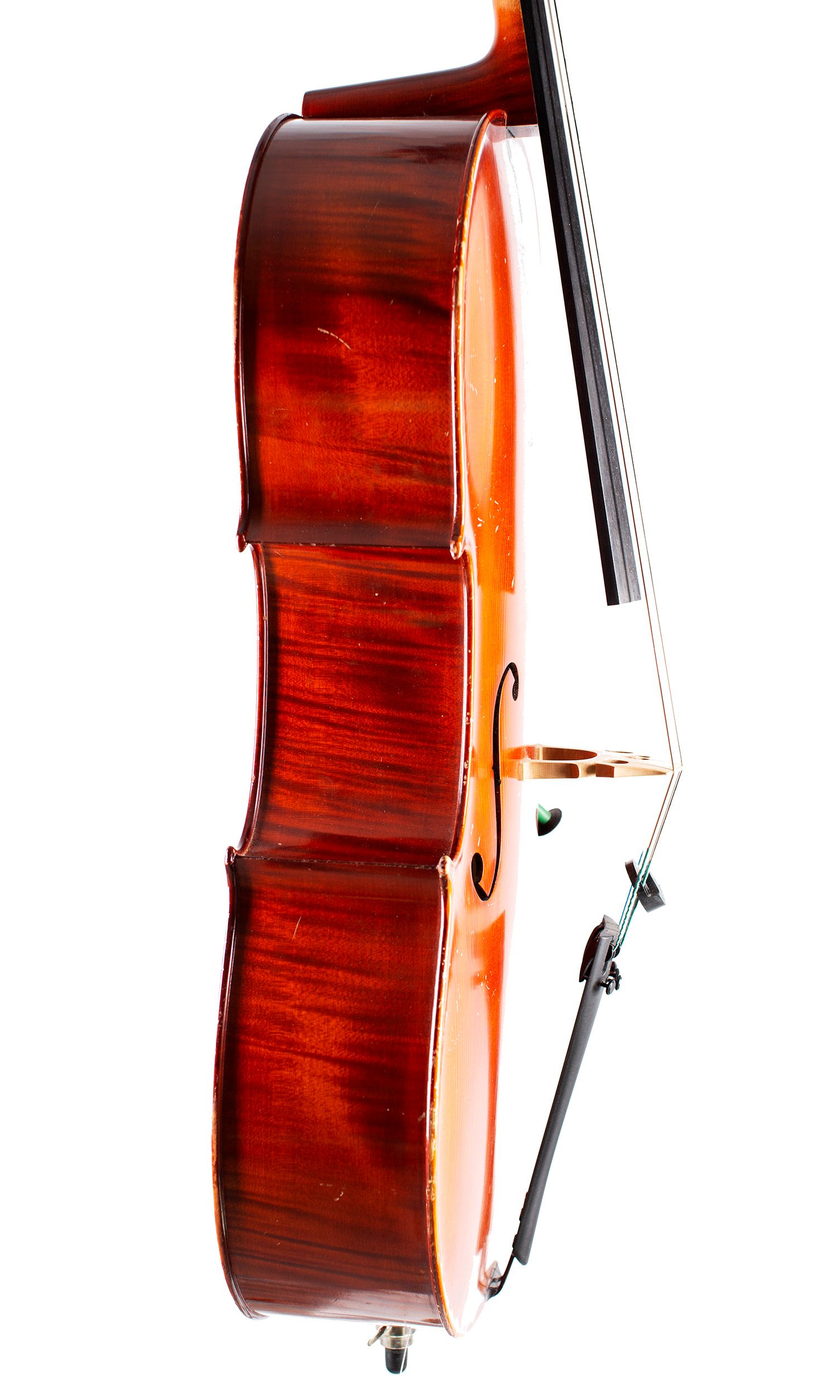 Cello, Workshop of Lothar Semmlinger, Mittelfranken, 2001 — angled view, 80°