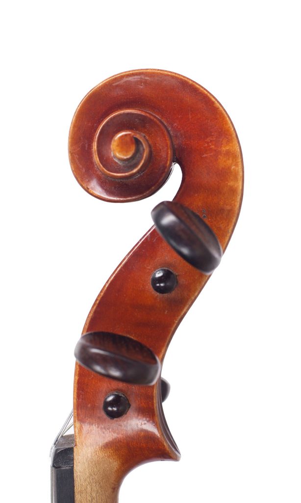 Violin by Amedee Dieudonne, Mirecourt, 1951 — scroll