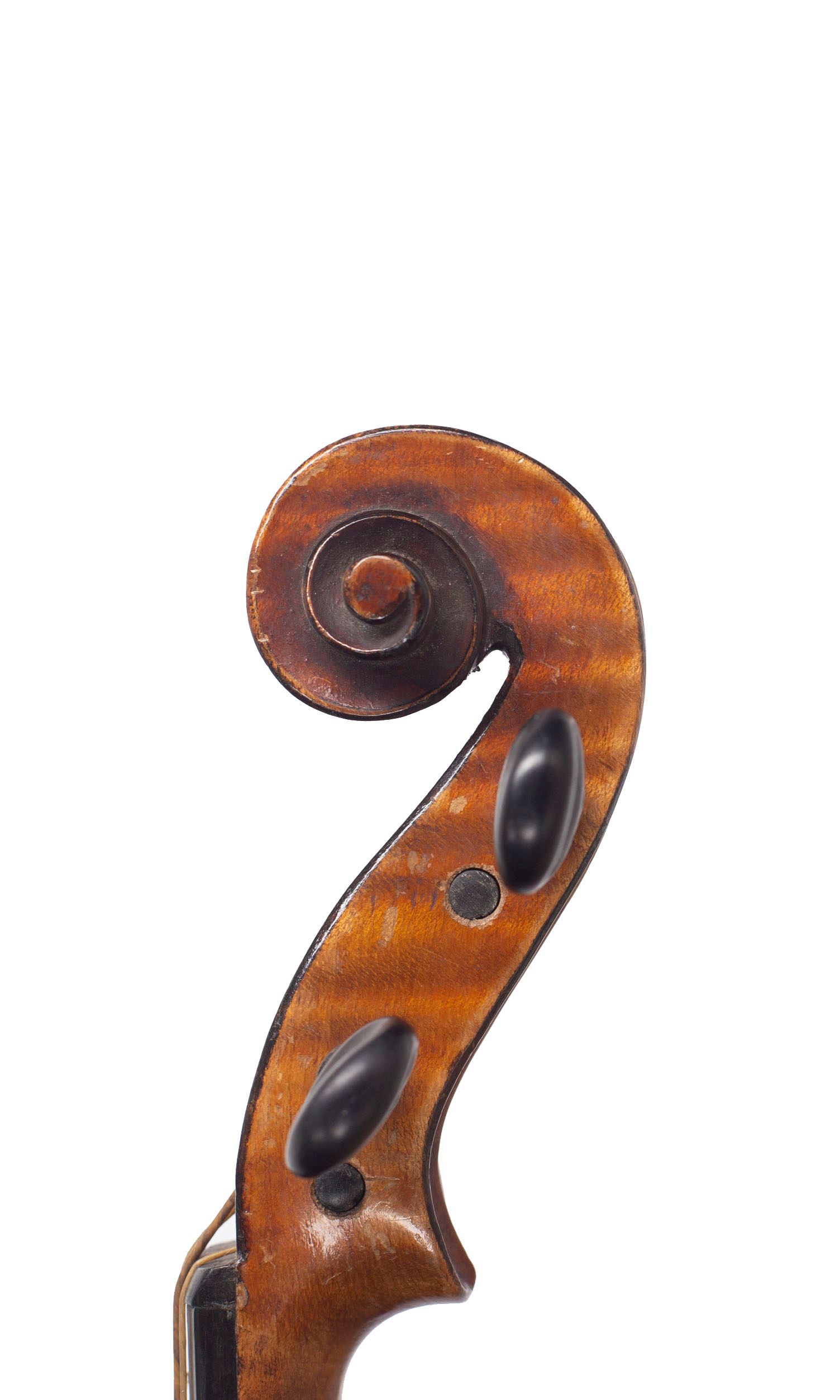 Half-sized violin, Workshop of Jerome Thibouville-Lamy, Mirecourt — scroll