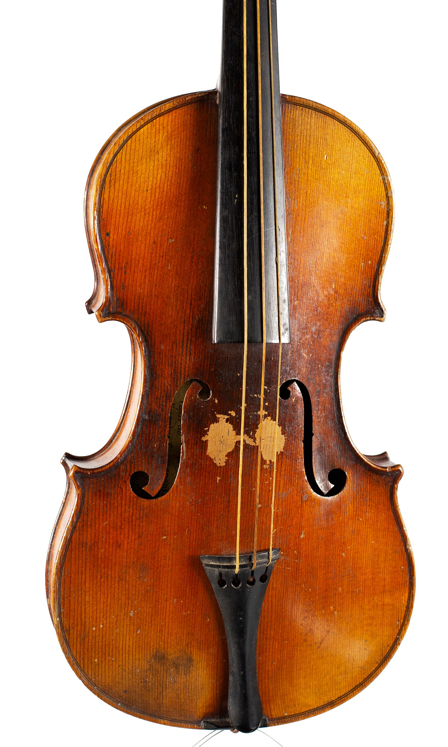 Half-sized violin, Workshop of Jerome Thibouville-Lamy, Mirecourt — angled view, 10°