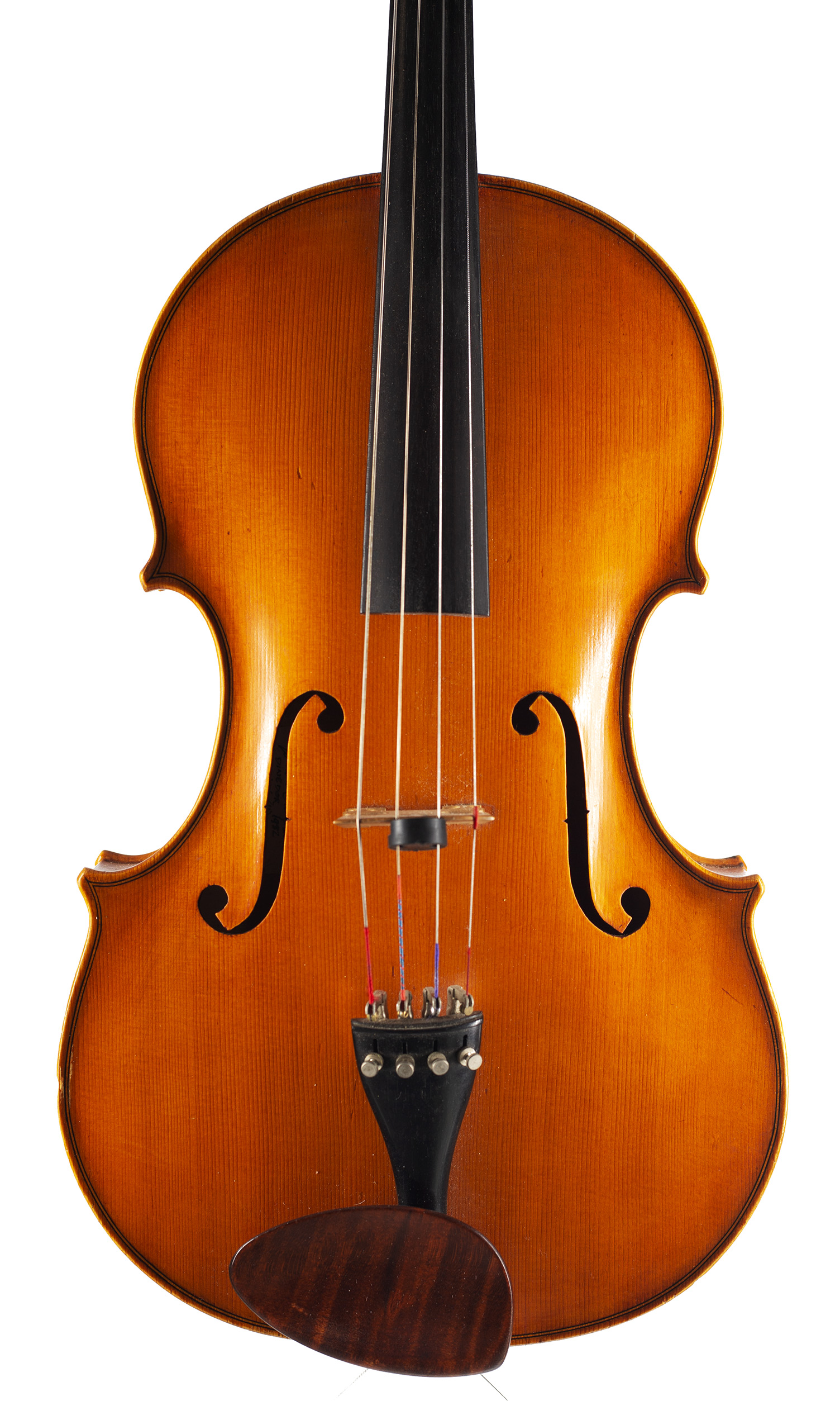 A viola by Gordon Campbell, Dinedor, 1982 — angled view, 10°