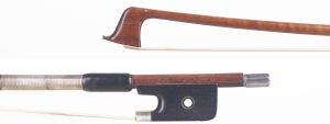A silver-mounted viola bow by Henri Louis Gillet, Paris — head and frog