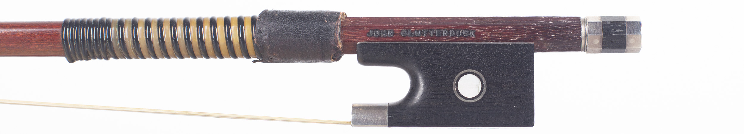 A silver-mounted viola bow by John Clutterbuck, Bicester — frog