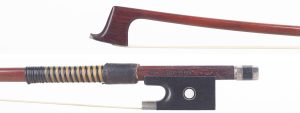 A silver-mounted viola bow by John Clutterbuck, Bicester — head and frog