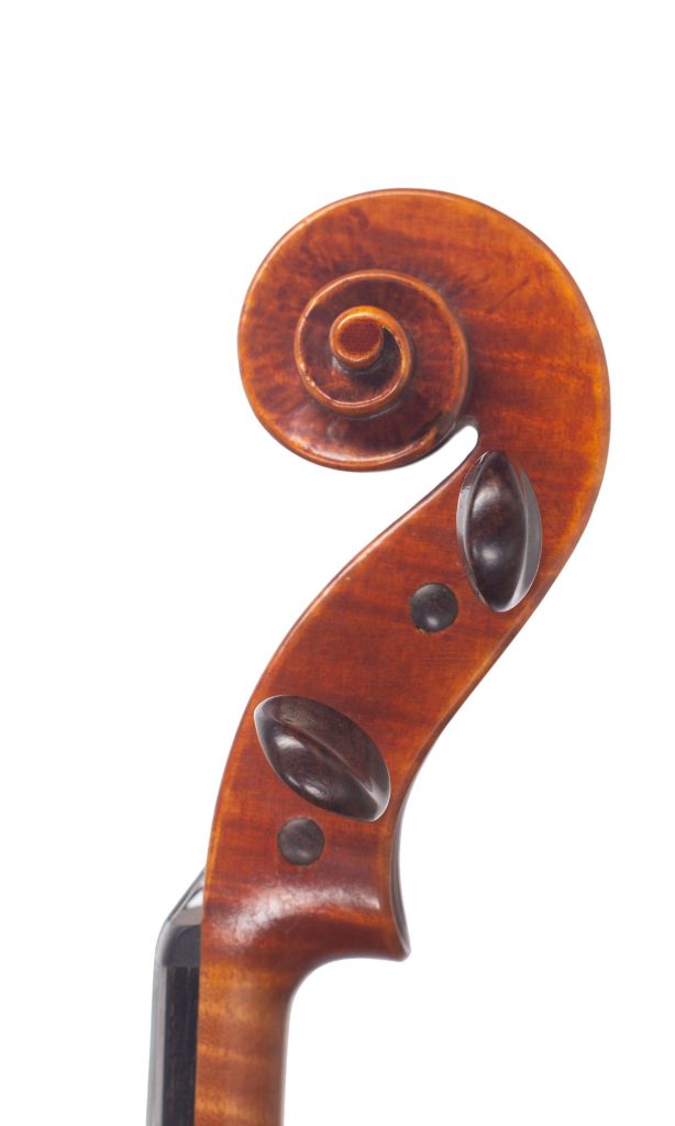 Violin by Glen Collins, Newark, 1977 — scroll