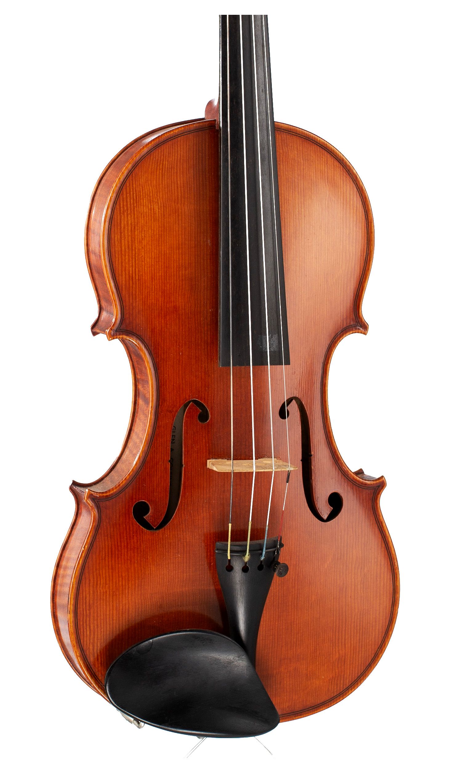 Violin by Glen Collins, Newark, 1977 — angled view, 20°
