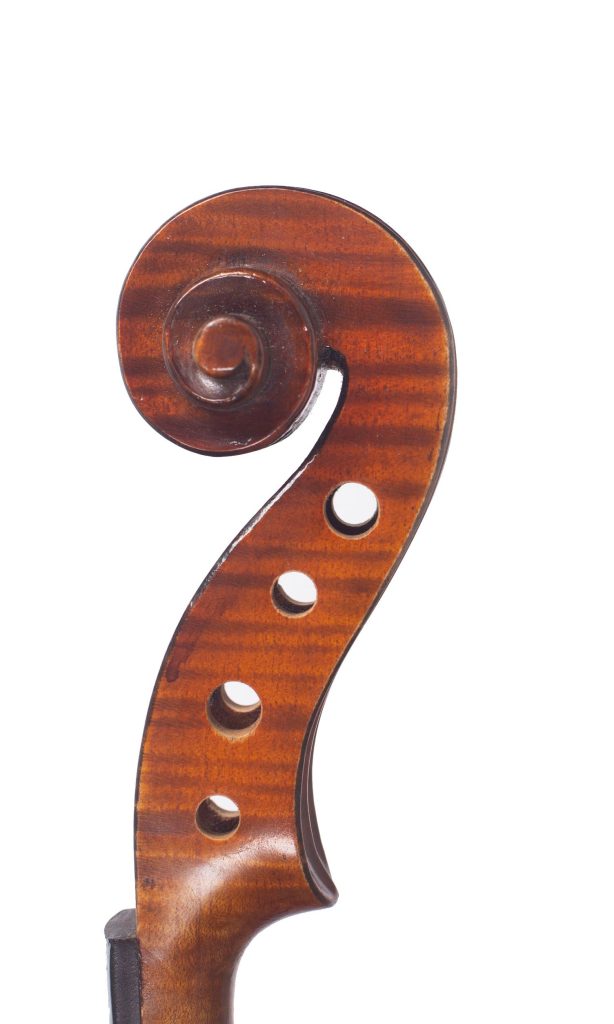 Violin by Gustave Bazin, Paris, 1912 — scroll