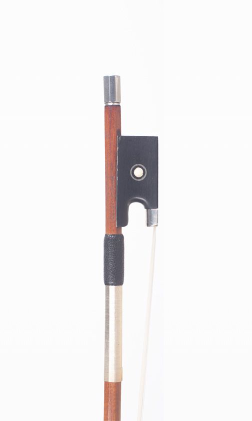 A silver-mounted violin bow by Georges Barjonnet, Mirecourt — frog detail