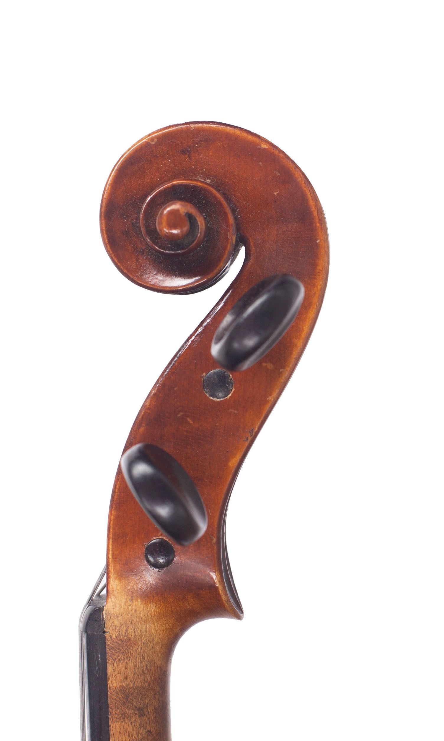 Violin, Workshop of Leon Mougenot Gauche, France, 1925 — scroll
