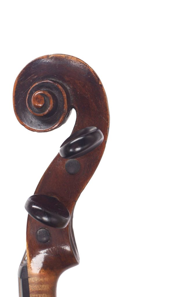 Violin by Johann Christian Ficker, Markneukirchen, circa 1760 — scroll