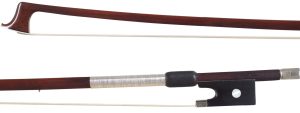 A nickel-mounted violin bow by Francois Lotte, Mirecourt, circa 1920 — head and frog