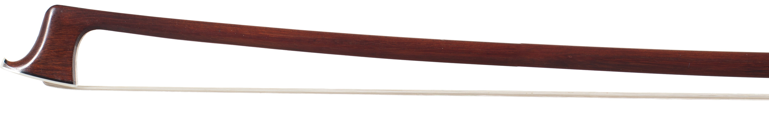 A nickel-mounted violin bow by Francois Lotte, Mirecourt, circa 1920 — head