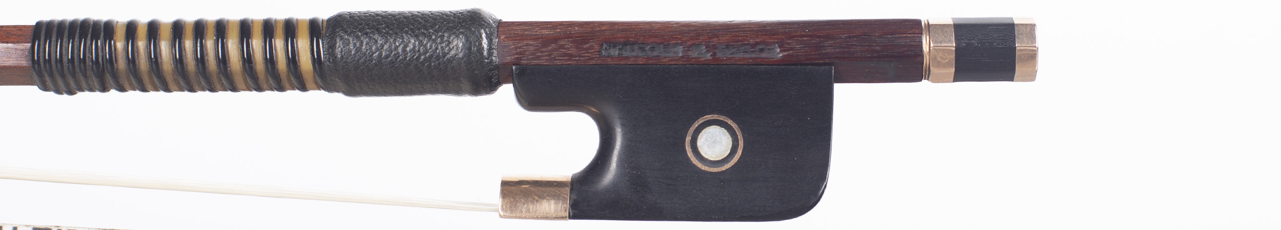 A gold-mounted viola bow, by Malcolm Taylor, England — frog
