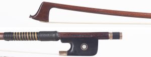 A gold-mounted viola bow, by Malcolm Taylor, England — head and frog