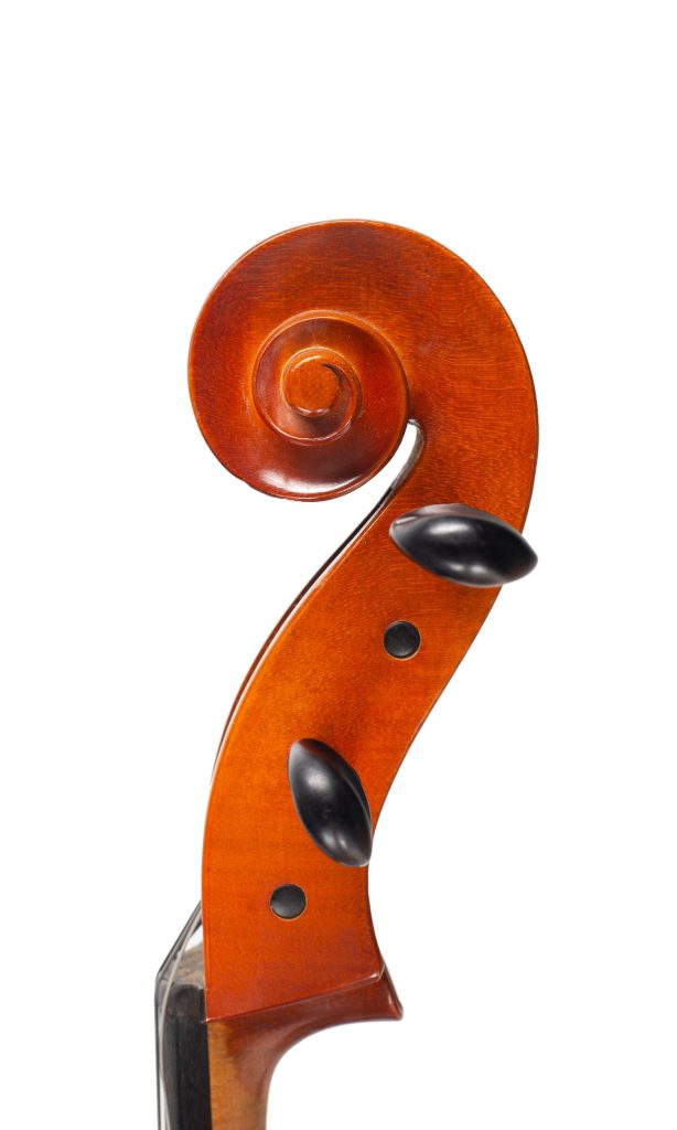 Cello, Workshop of Ernst Heinrich Roth, Bubenreuth, 1977 — scroll