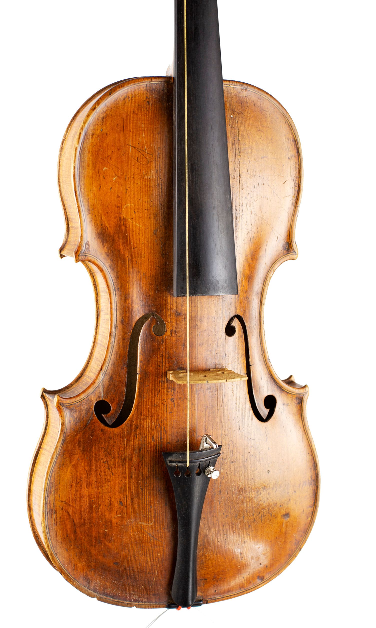Violin by David Hopf (II), Litomerice, circa 1810 — angled view, 20°
