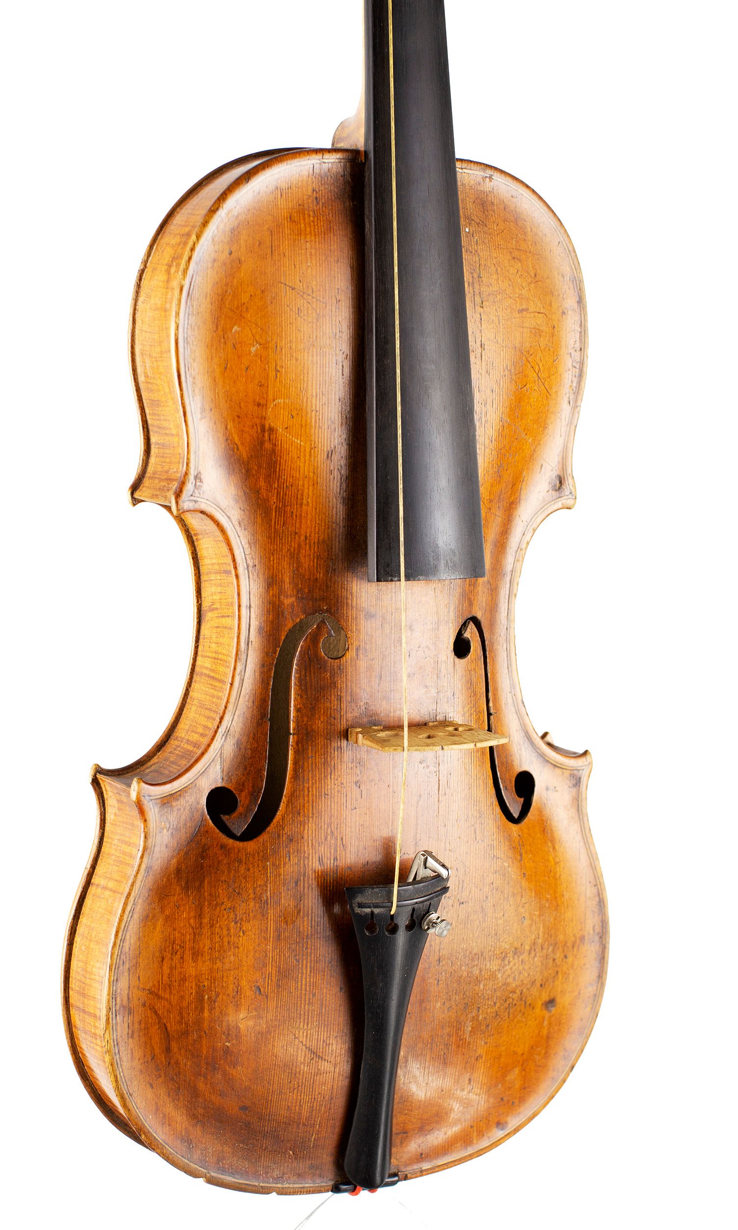 Violin by David Hopf (II), Litomerice, circa 1810 — angled view, 30°