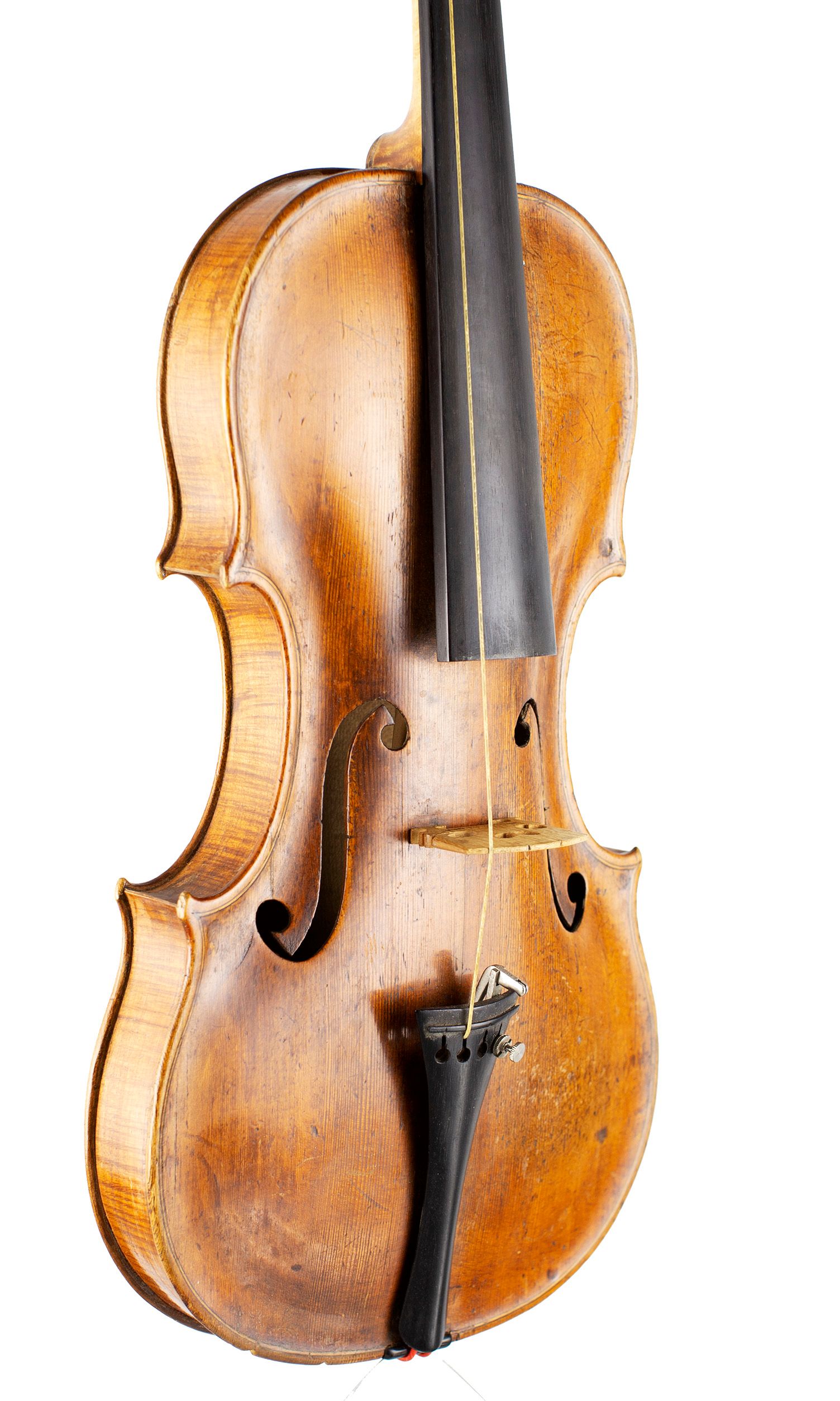 Violin by David Hopf (II), Litomerice, circa 1810 — angled view, 40°