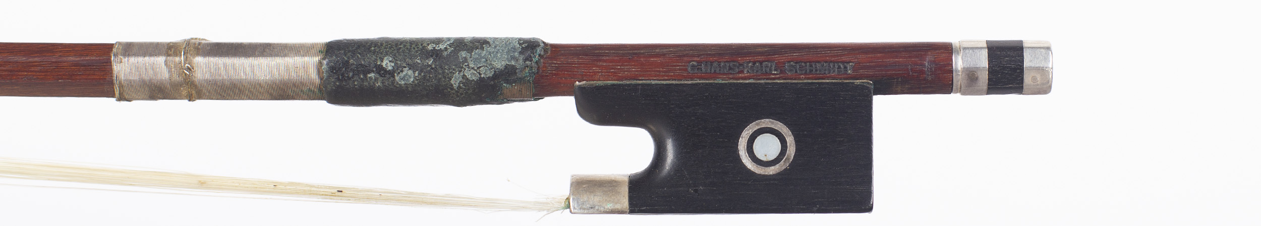 A silver-mounted violin bow by Hans-Karl Schmidt, Dresden — frog