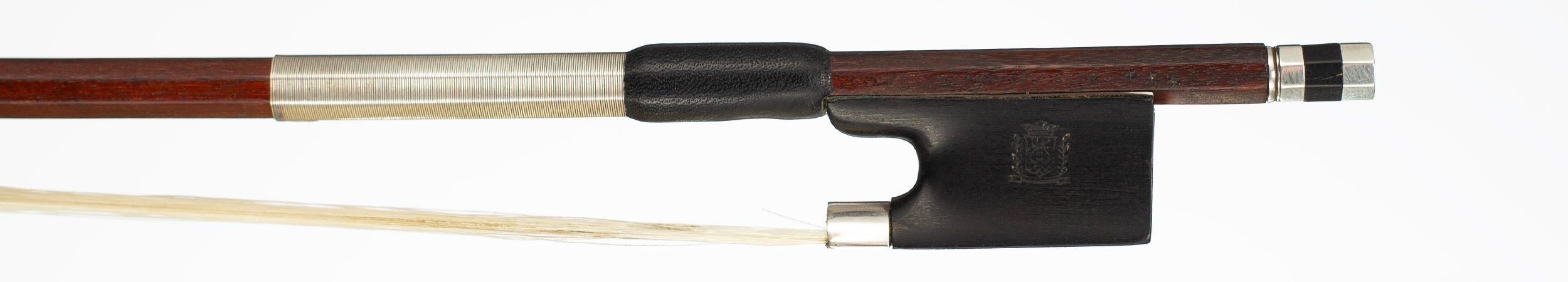 A silver-mounted violin bow by H. R. Pfretzschner, Germany, circa 1930 — frog