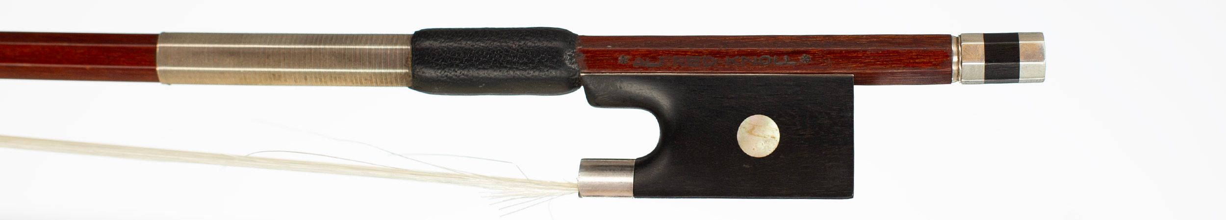 A silver-mounted violin bow by Alfred Knoll, Germany, circa 1920 — frog
