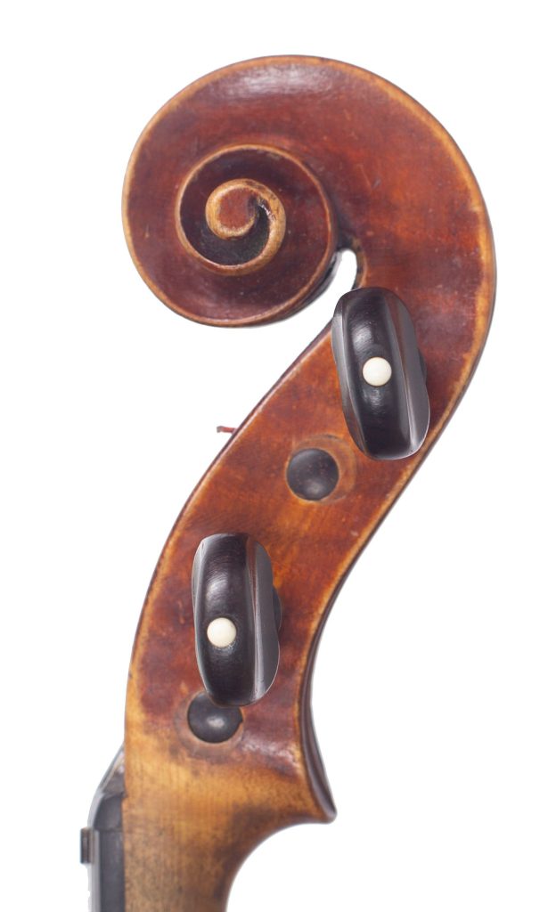 Violin by Charles Boullangier, London, 1882 — scroll