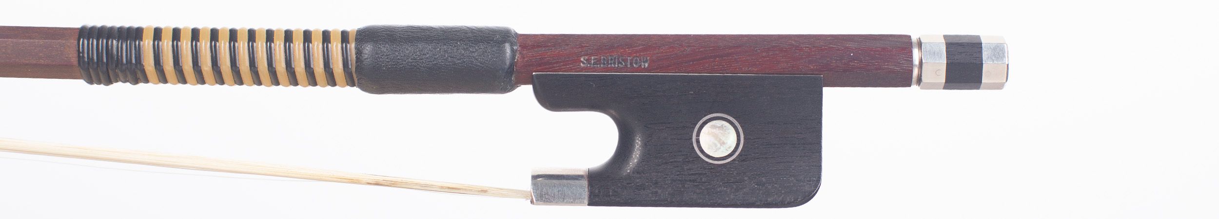 A silver-mounted cello bow by Stephen Bristow — frog