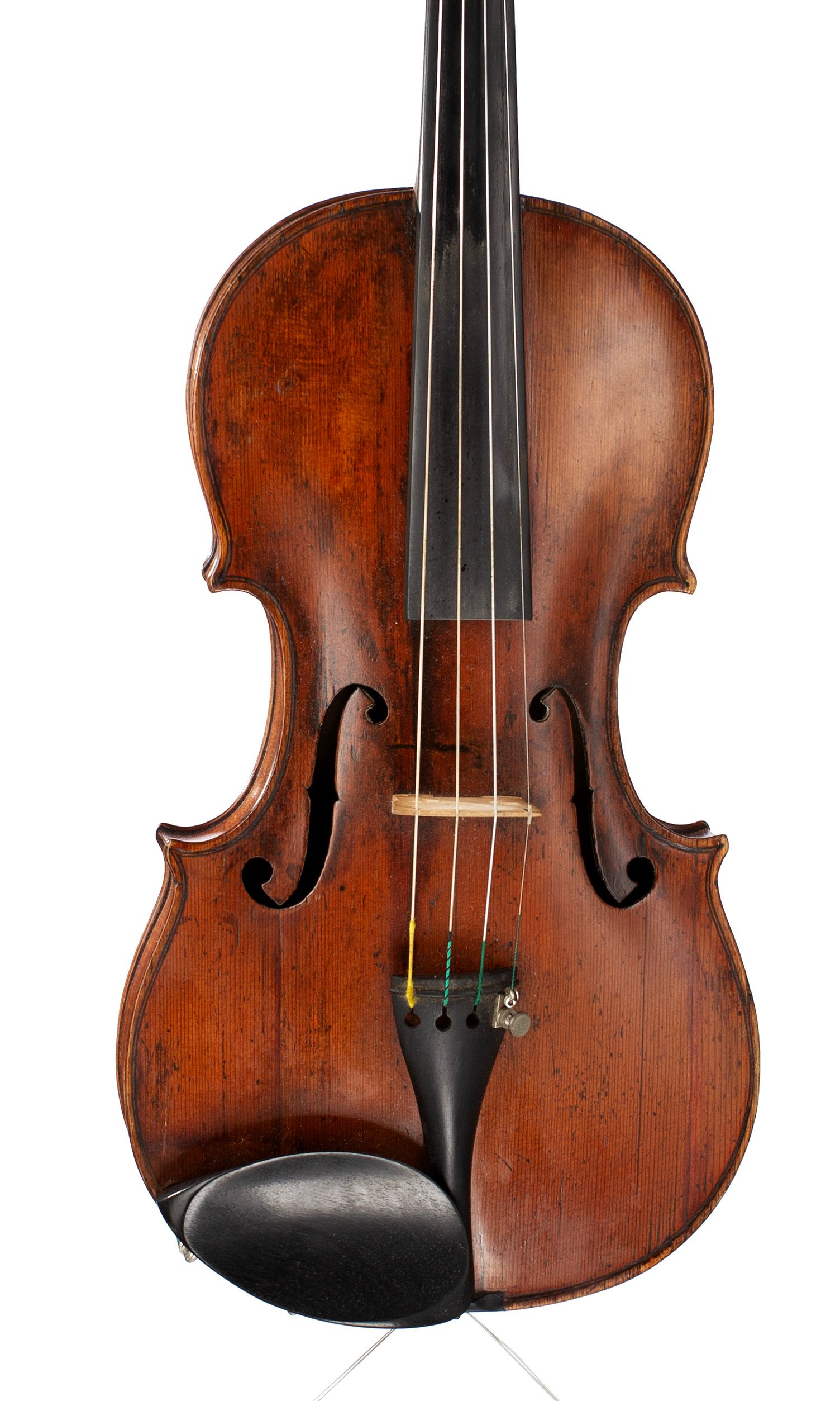 Violin, Workshop of Chappuy, France, 19th Century — angled view, 10°