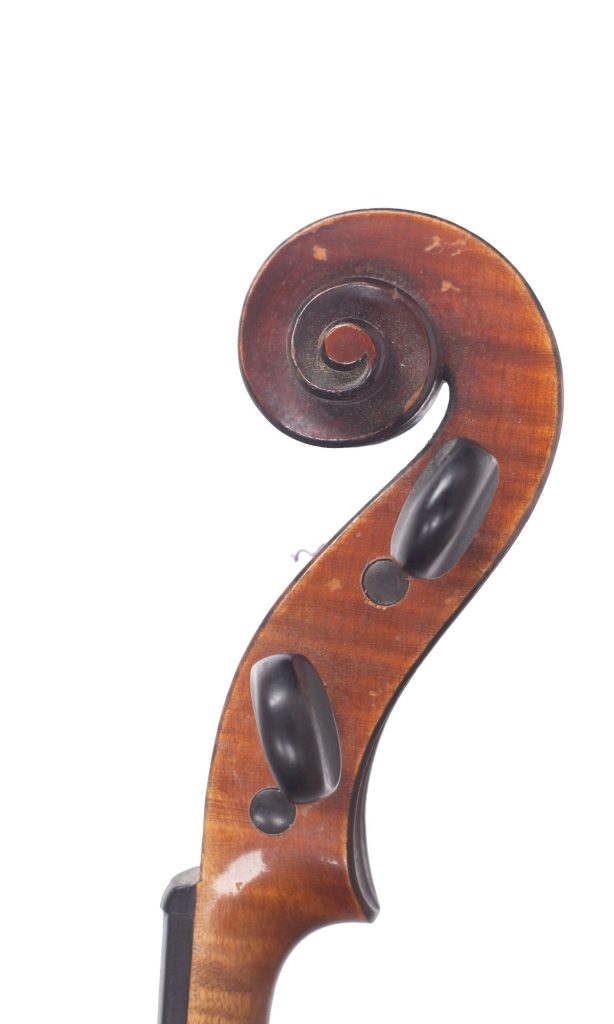 Violin, Workshop of Jérôme Thibouville-Lamy, Mirecourt, circa 1900 — scroll